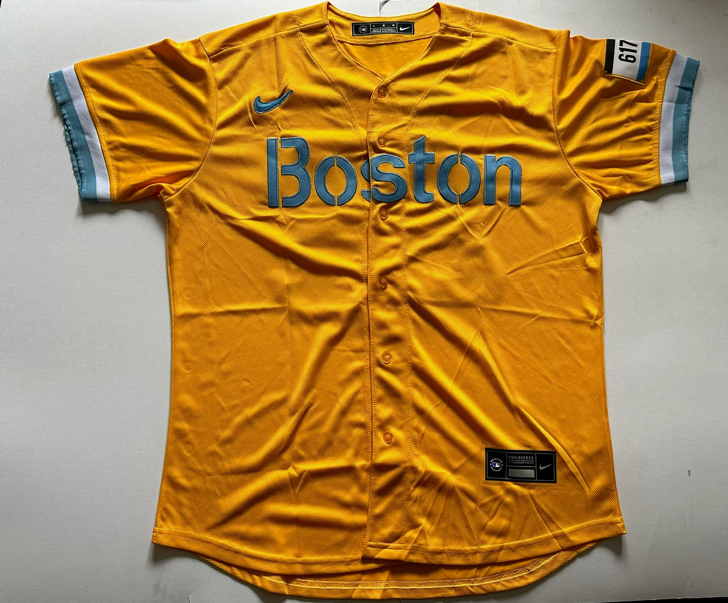 Boston Red Sox MLB Baseball Shirt Large Ortiz 34 Yellow