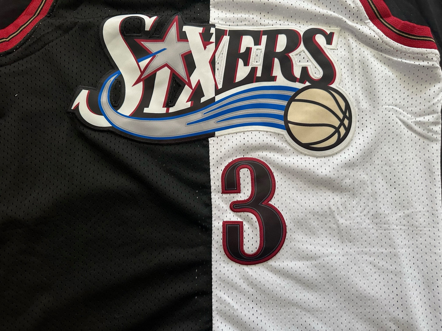 Retro 1/2& 1/2 Philadelphia 76ers Iverson Basketball Vest Large Black & White