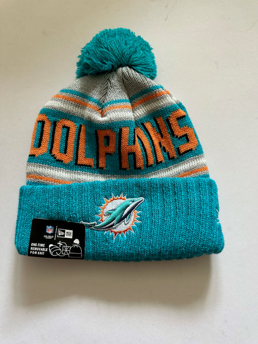 Miami Dolphins NFL Bobble Beanie Multi Colour With Tags on