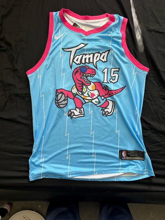 Retro Throwback Toronto Raptors/Tampa Carter Basketball Vest Large Blue