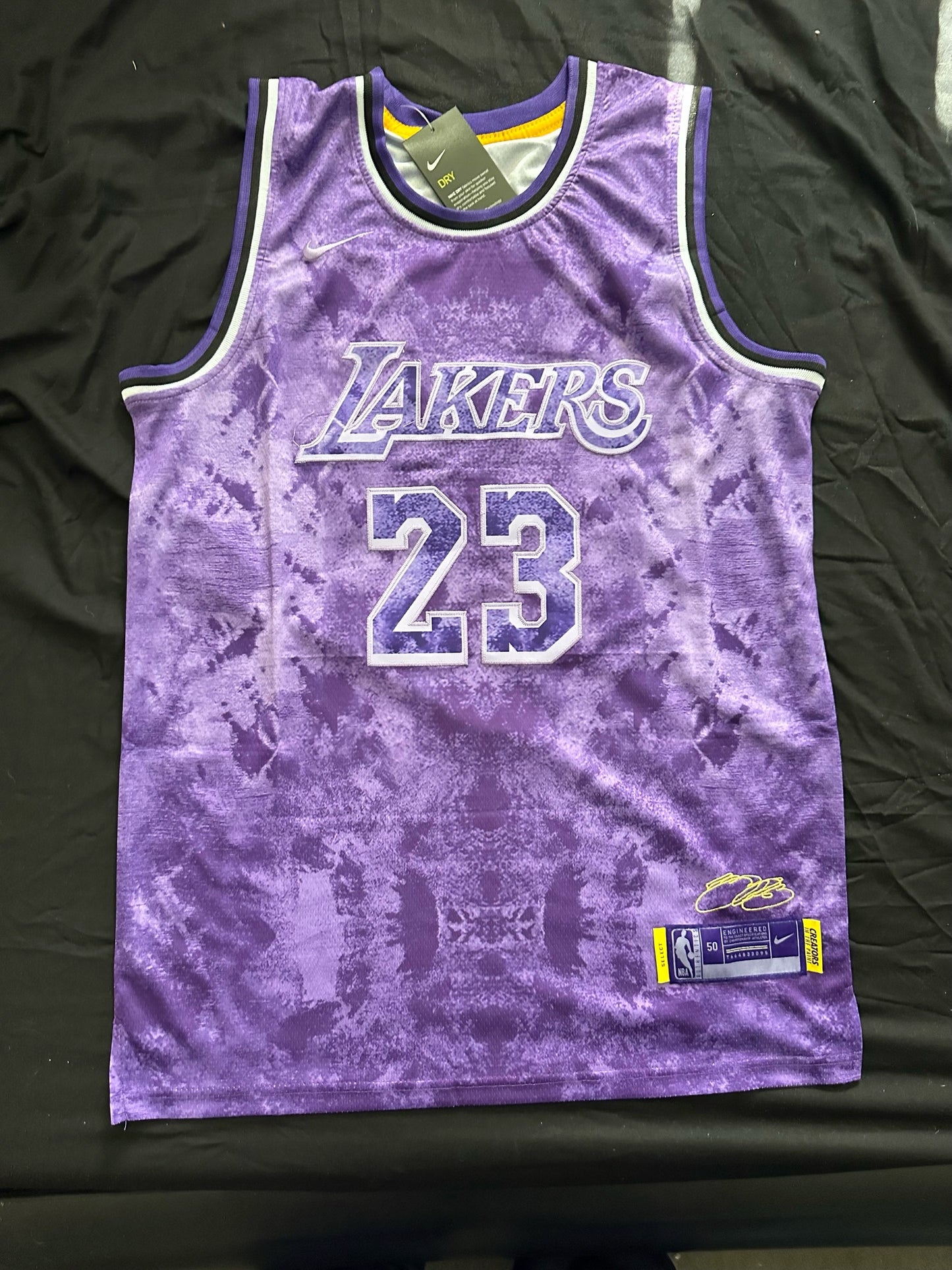 Retro Cloudy Los Angeles Lakers James Basketball Vest Large Purple