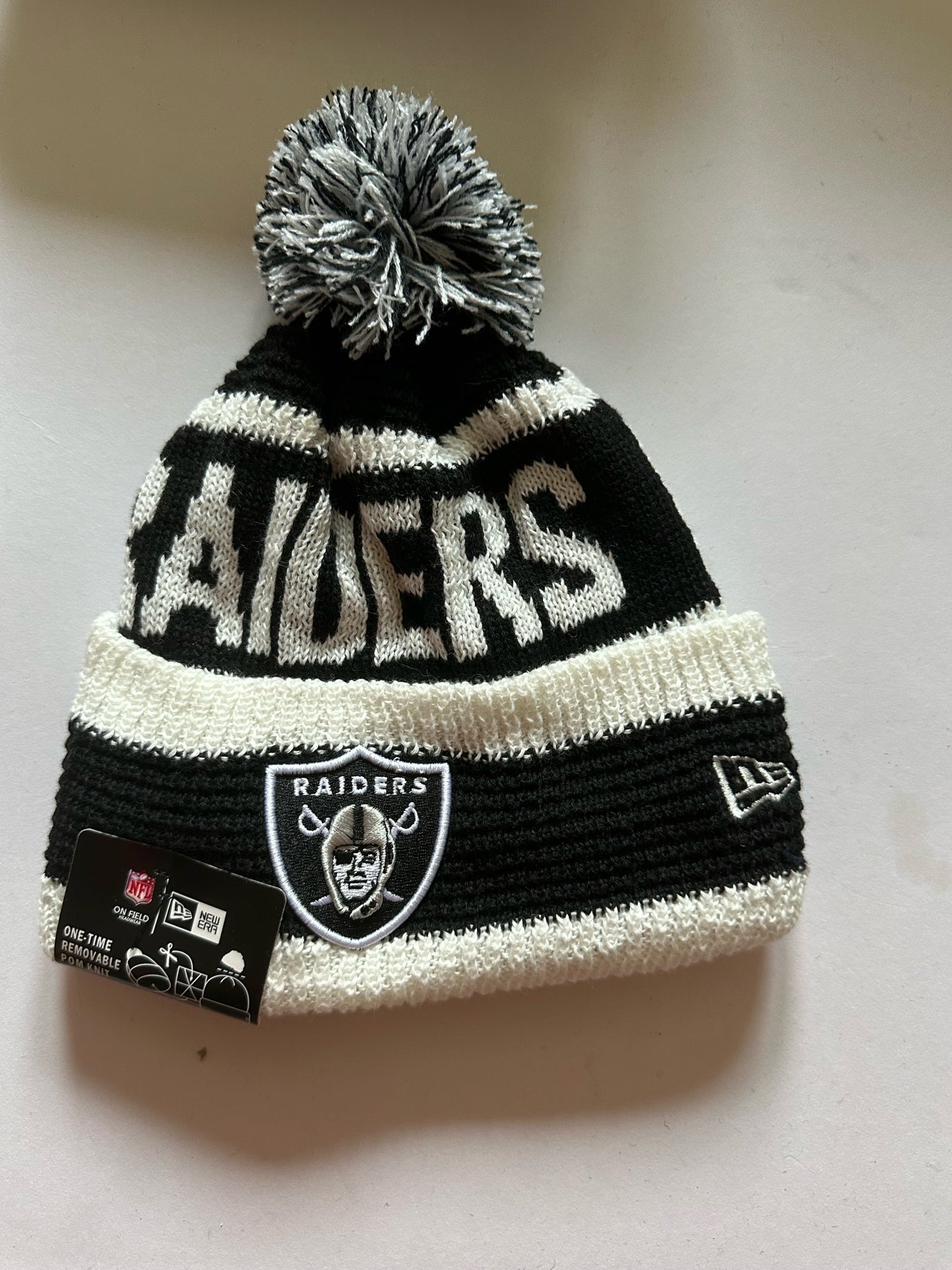 Las Vegas Raiders NFL Bobble Beanie Multi Colour With Tags on