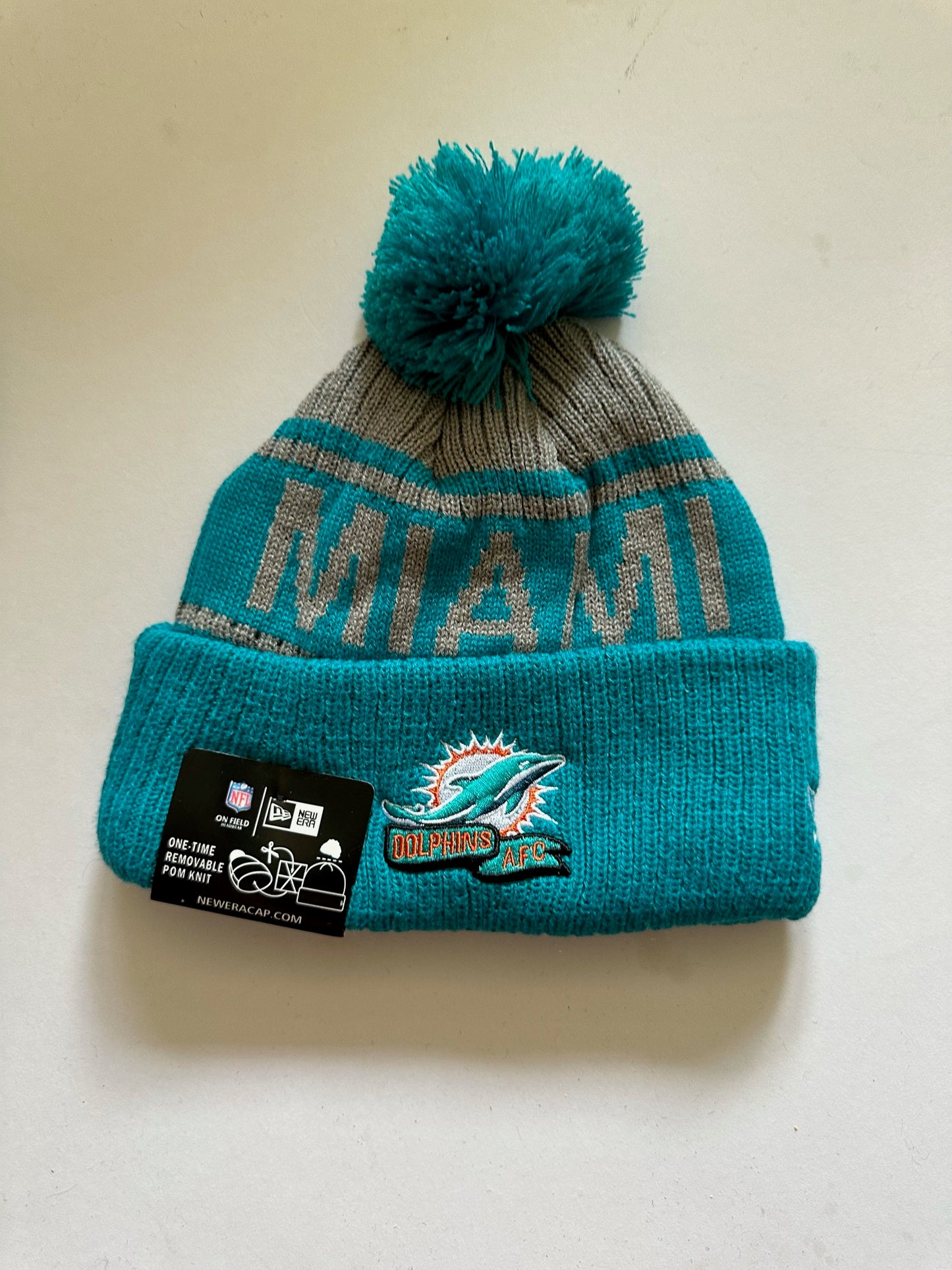 Miami Dolphins NFL Bobble Beanie Multi Colour With Tags on