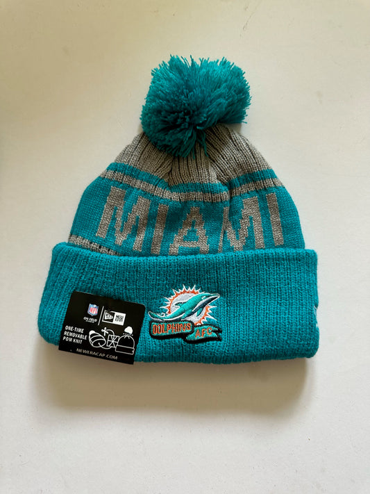 Miami Dolphins NFL Bobble Beanie Multi Colour With Tags on
