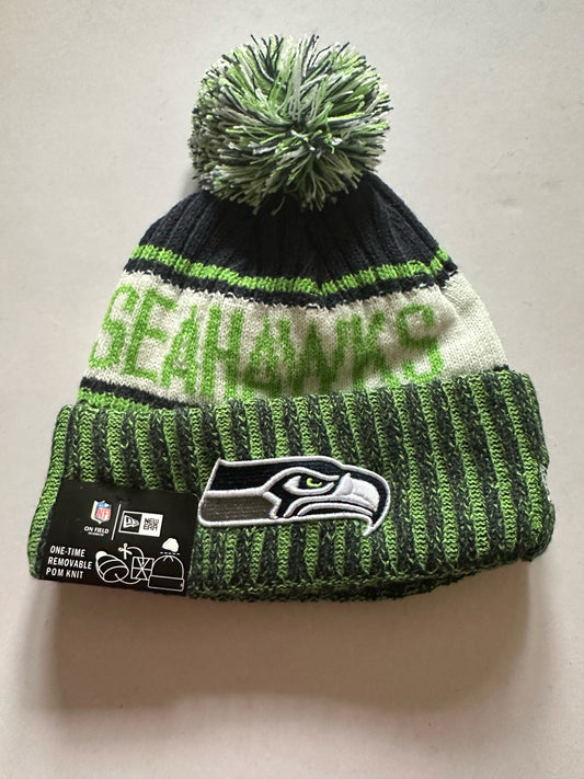 Seattle Seahawks NFL Bobble Beanie Multi Colour With Tags on