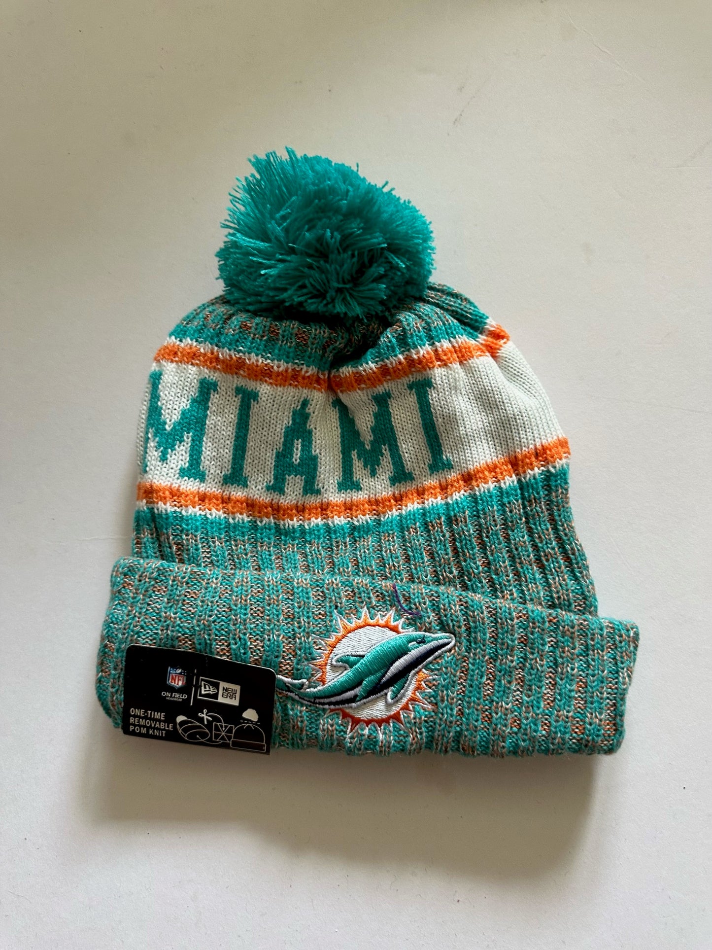 Miami Dolphins NFL Bobble Beanie Multi Colour With Tags on