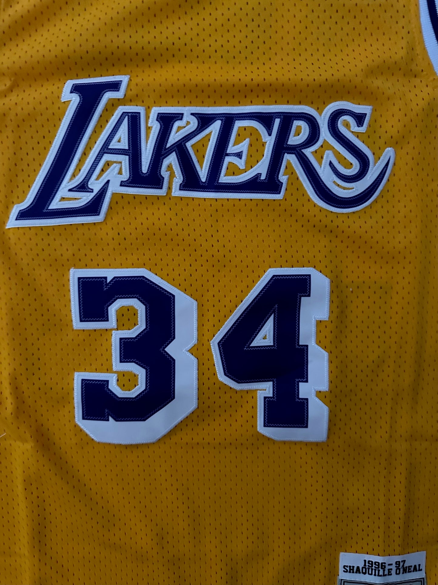 Los Angeles LA Lakers NBA Hardwood Classics Basketball Vest Large O'Neal 34 Yellow
