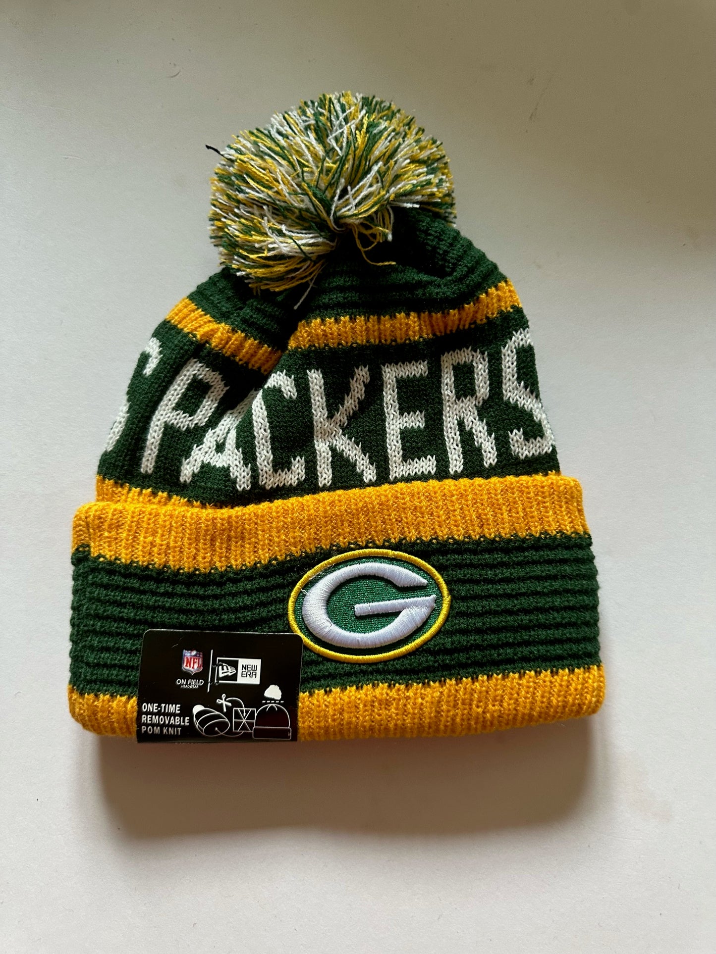 Green Bay Packers NFL Bobble Beanie Multi Colour With Tags on