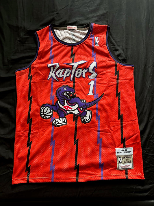 Retro Hardwood Classics Toronto Raptors McGrady Basketball Vest Large Red