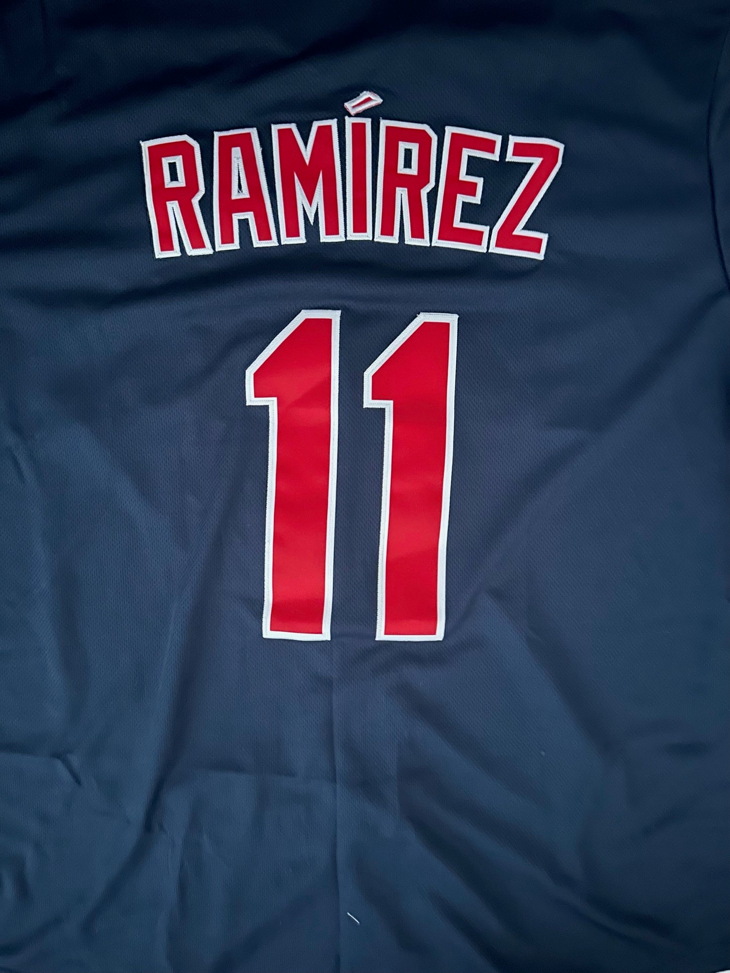 Cleveland Guardians MLB Baseball Shirt Large Ramirez 11 Blue