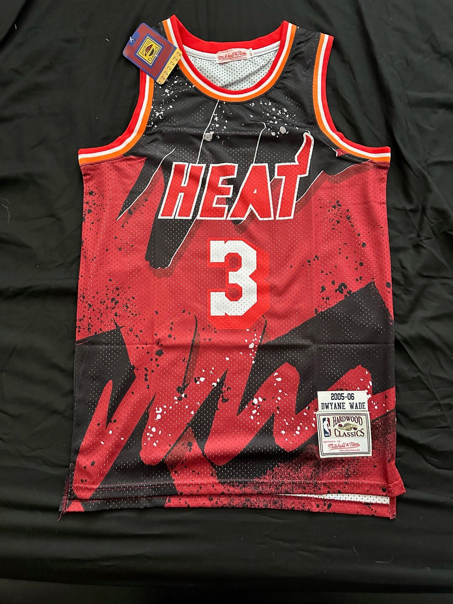 Retro Hardwood Classics Miami Heat Wade Mesh Basketball Vest Large