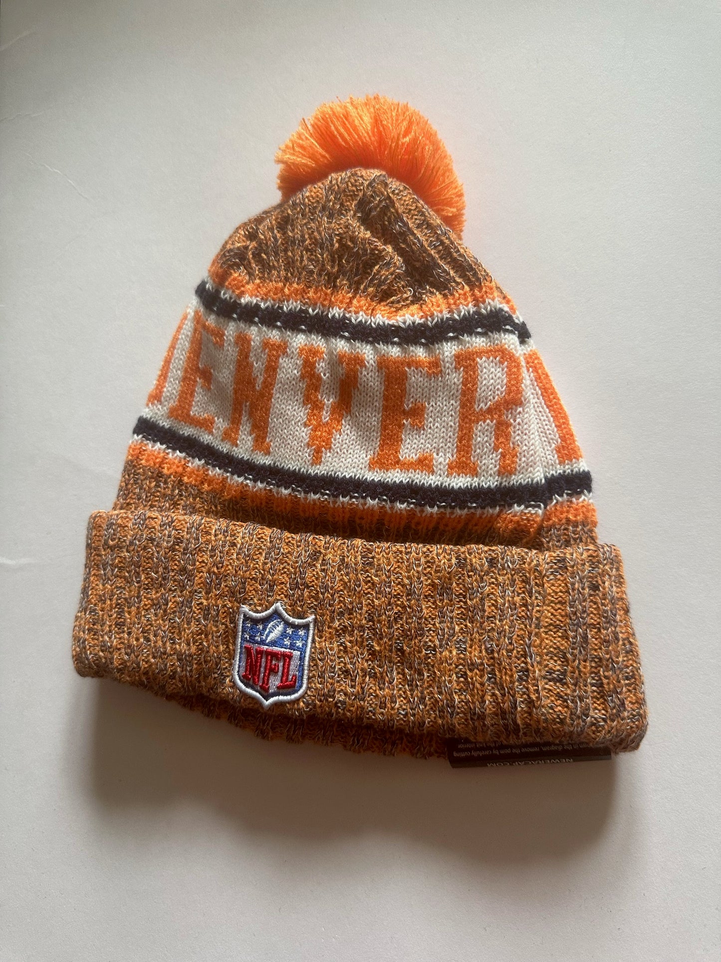 Denver Broncos NFL Bobble Beanie Multi Colour With Tags on