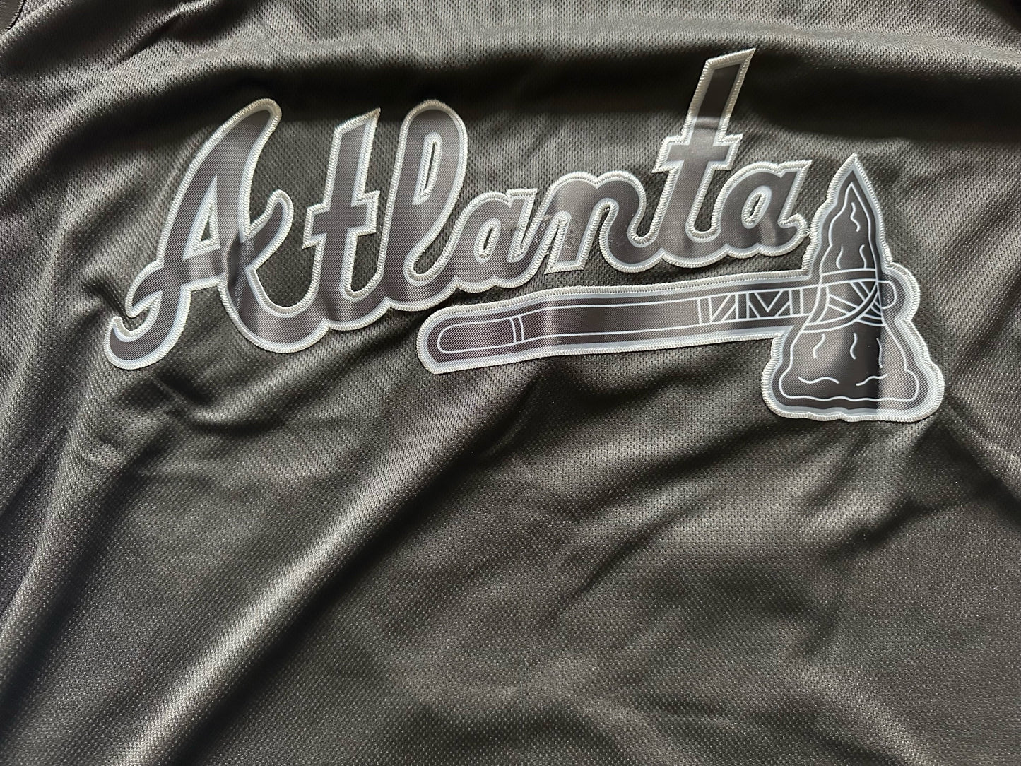 Atlanta Braves Retro MLB Baseball Shirt Large Acuna Jr 13 Black