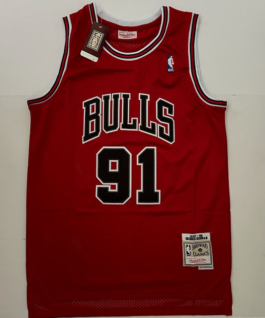 Chicago Bulls NBA Hardwood Classics Basketball Vest Large Rodman 91 Red