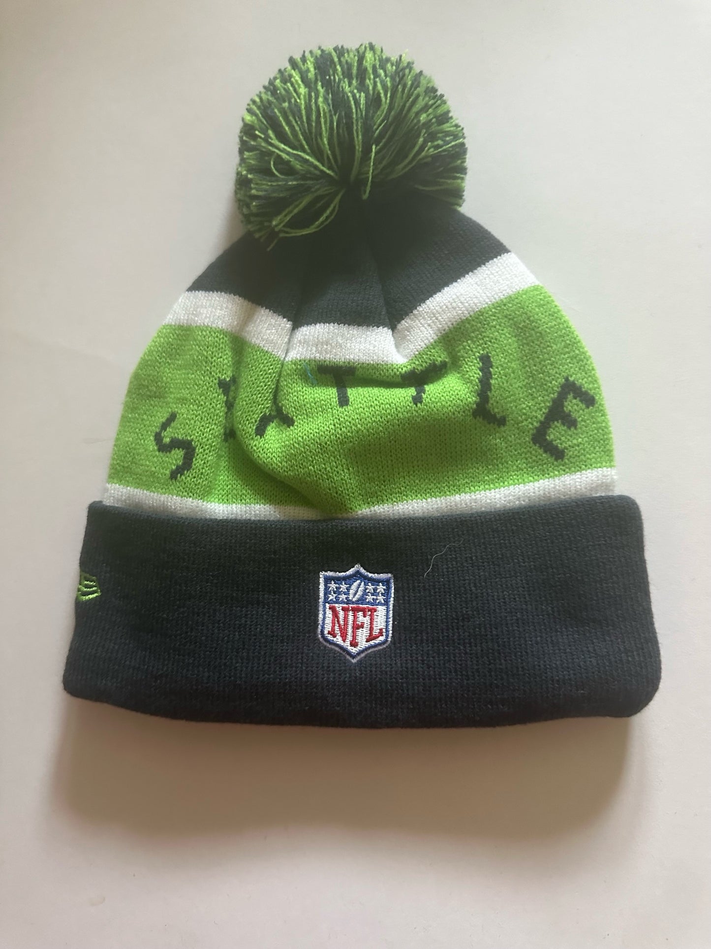 Seattle Seahawks NFL Bobble Beanie Multi Colour With Tags on