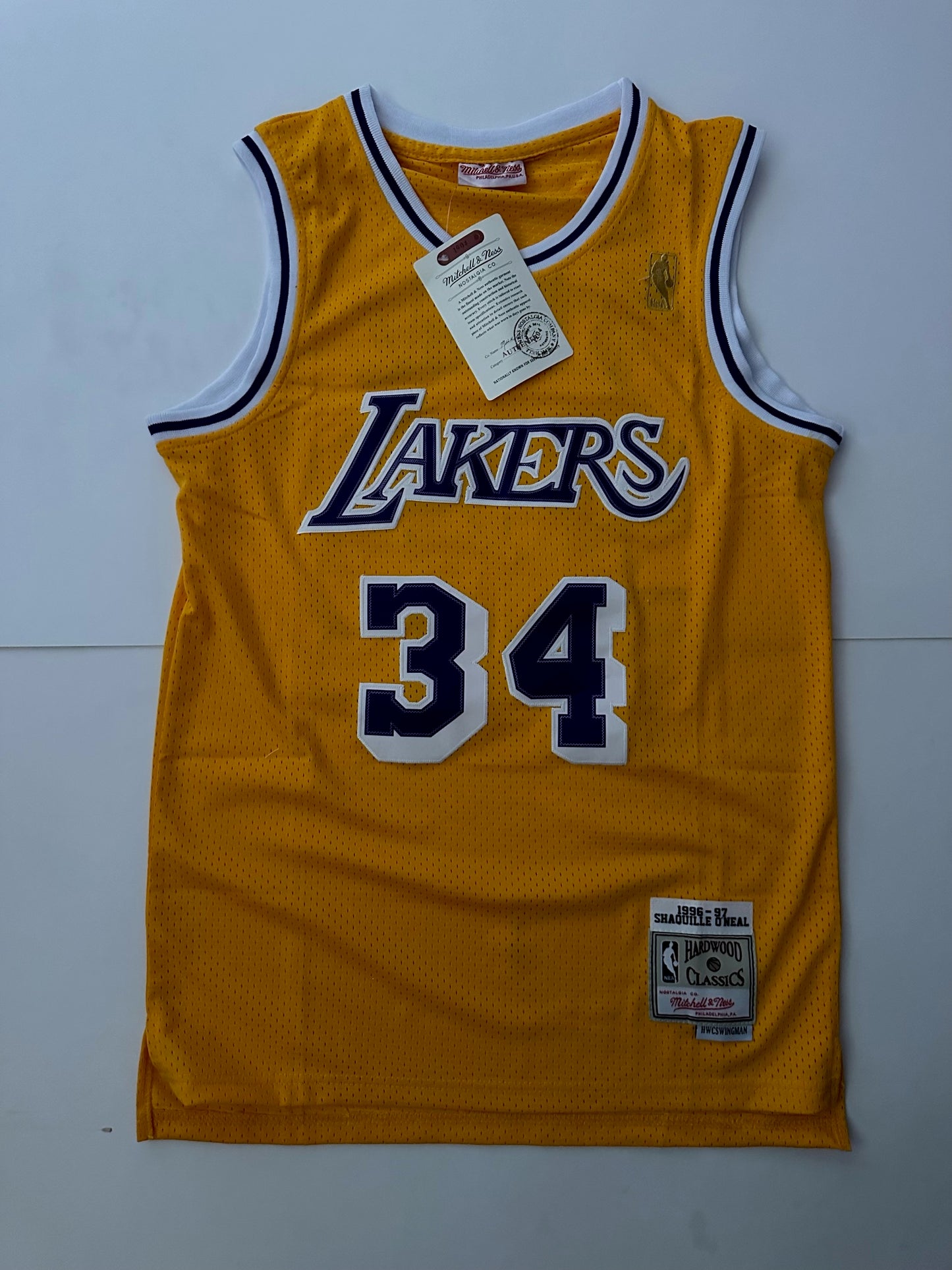 Los Angeles LA Lakers NBA Hardwood Classics Basketball Vest Large O'Neal 34 Yellow