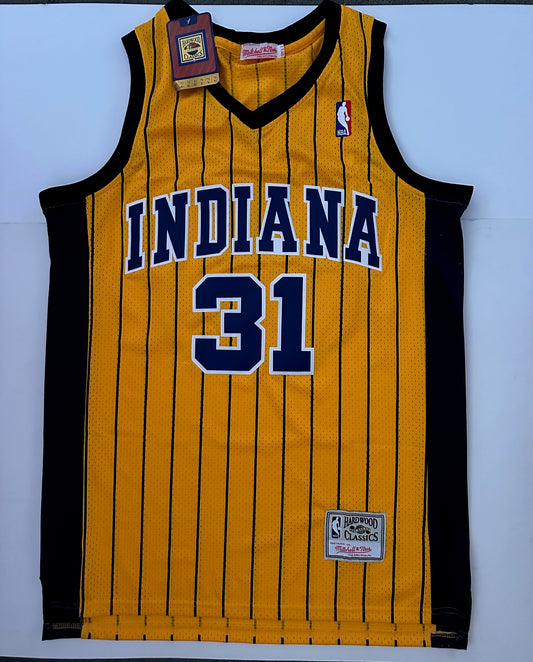 Indiana Pacers NBA Hardwood Classics Basketball Vest Large Miller 31 Yellow