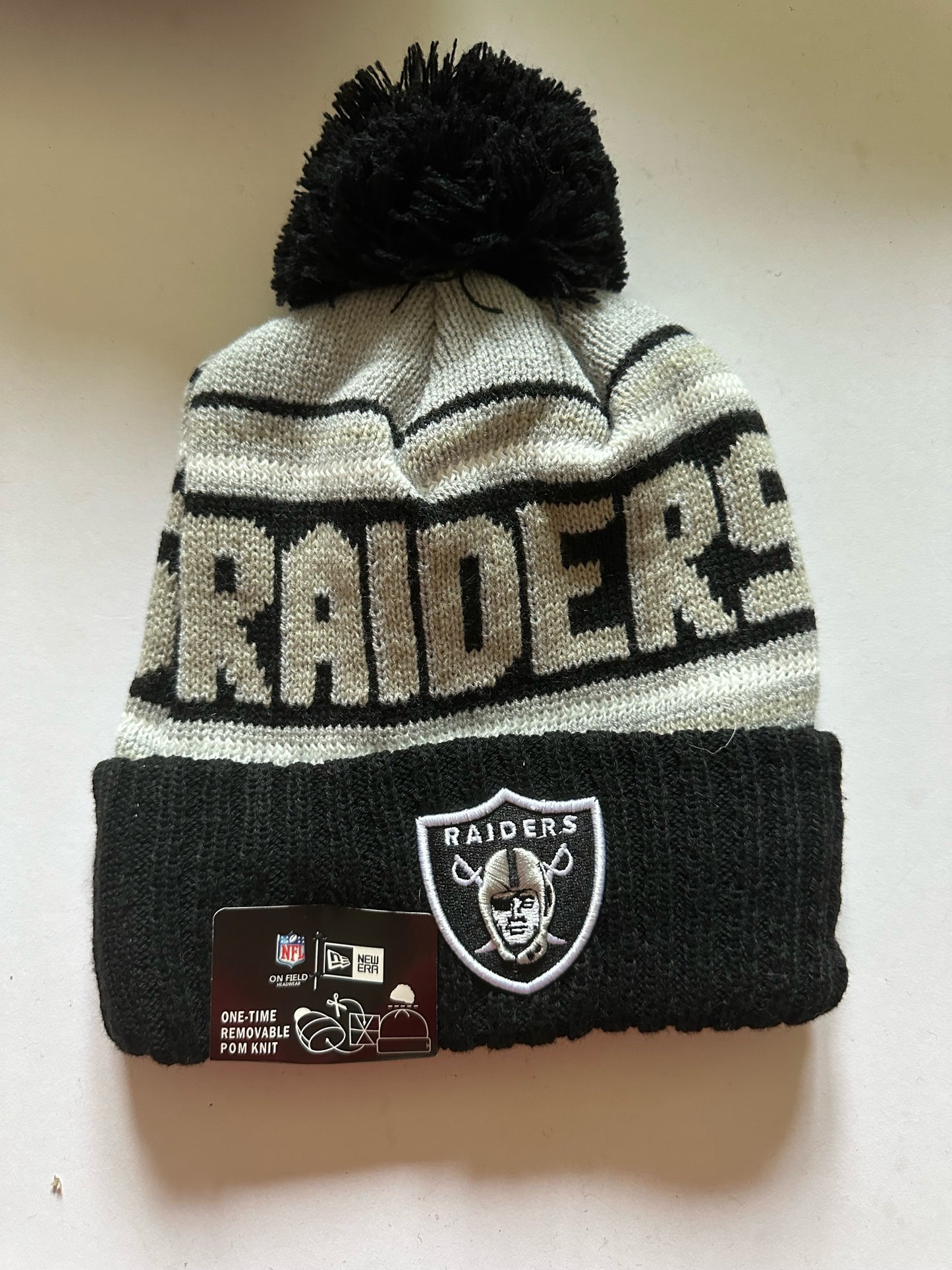 Las Vegas Raiders NFL Bobble Beanie Multi Colour With Tags on