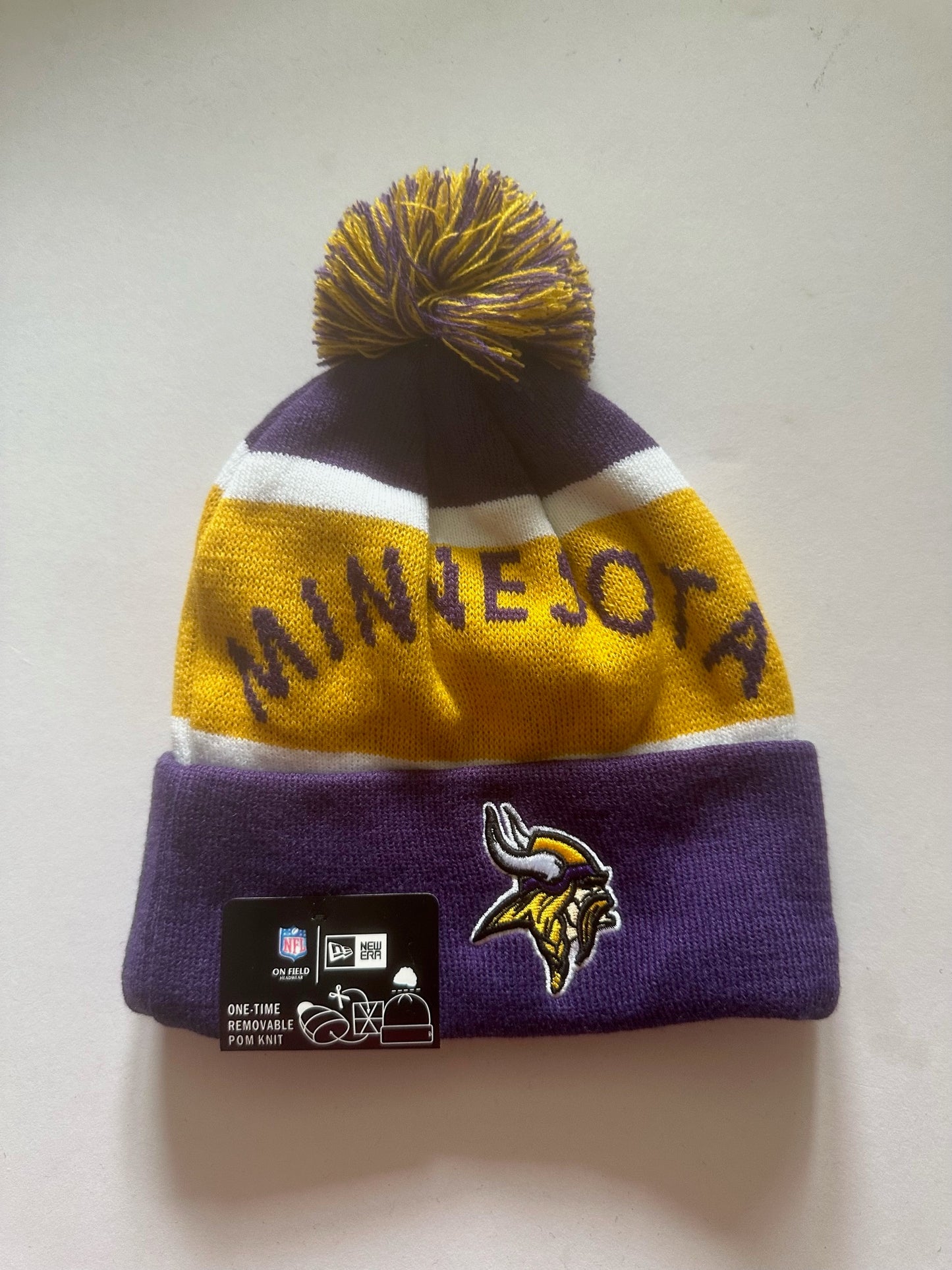Minnesota Vikings NFL Bobble Beanie Multi Colour With Tags on