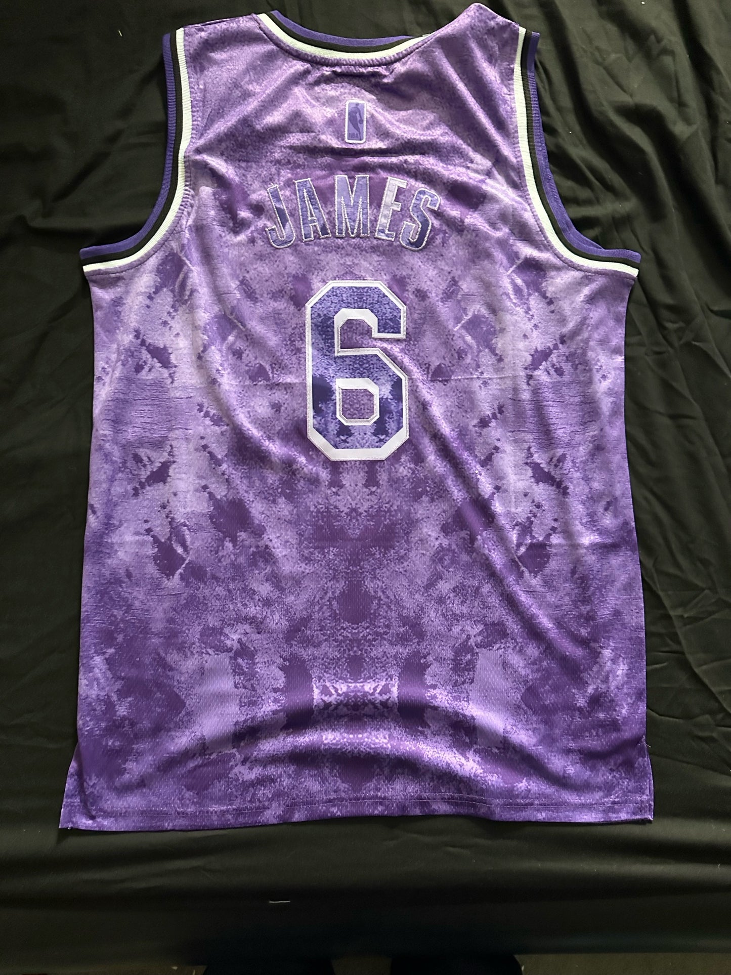 Retro Cloudy Los Angeles Lakers James Basketball Vest Large Purple