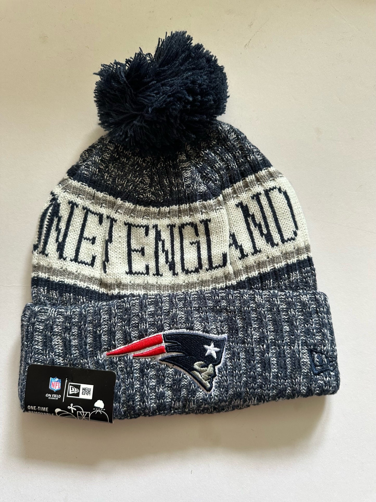 New England Patriots NFL Bobble Beanie Multi Colour With Tags on