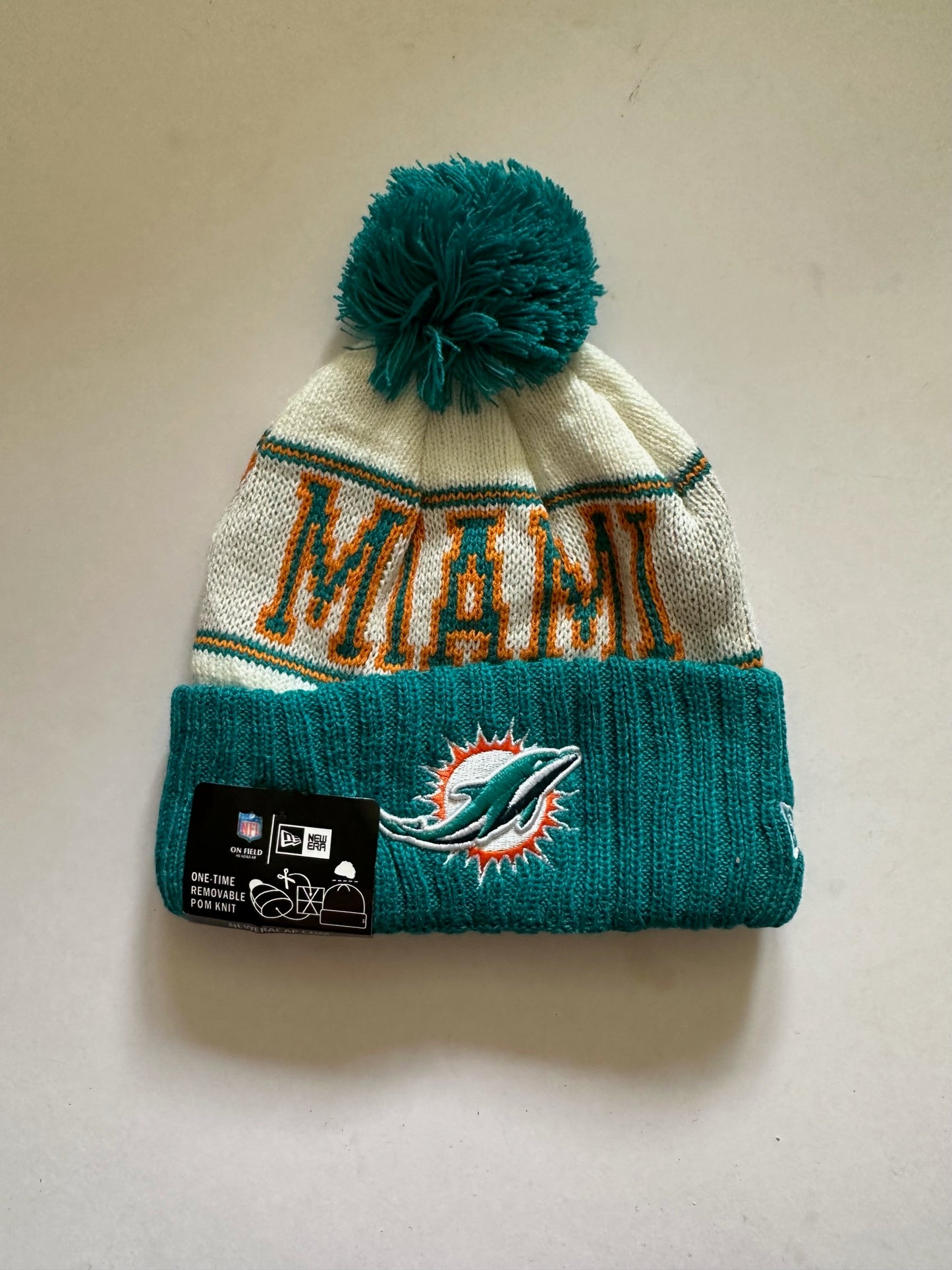 Miami Dolphins NFL Bobble Beanie Multi Colour With Tags on