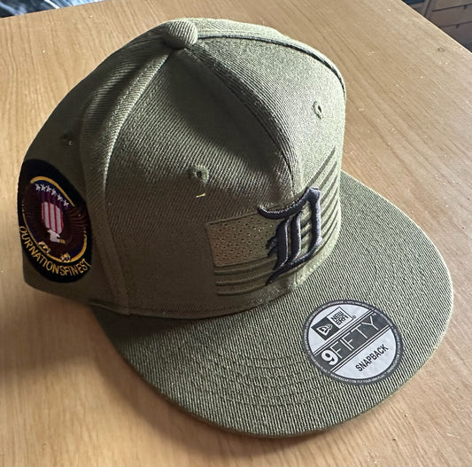 Detroit Tigers Army MLB SnapBack Baseball Cap Multicolour New With Sitcker