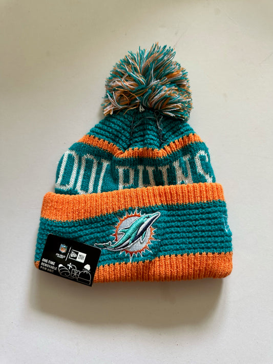 Miami Dolphins NFL Bobble Beanie Multi Colour With Tags on