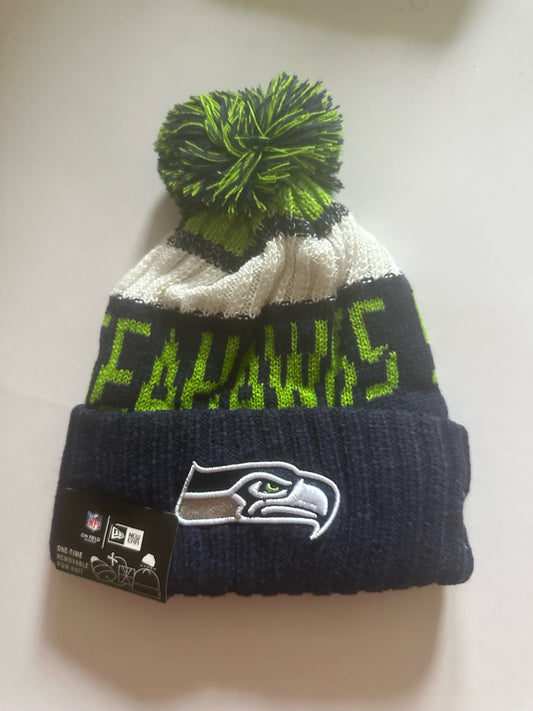 Seattle Seahawks NFL Bobble Beanie Multi Colour With Tags on