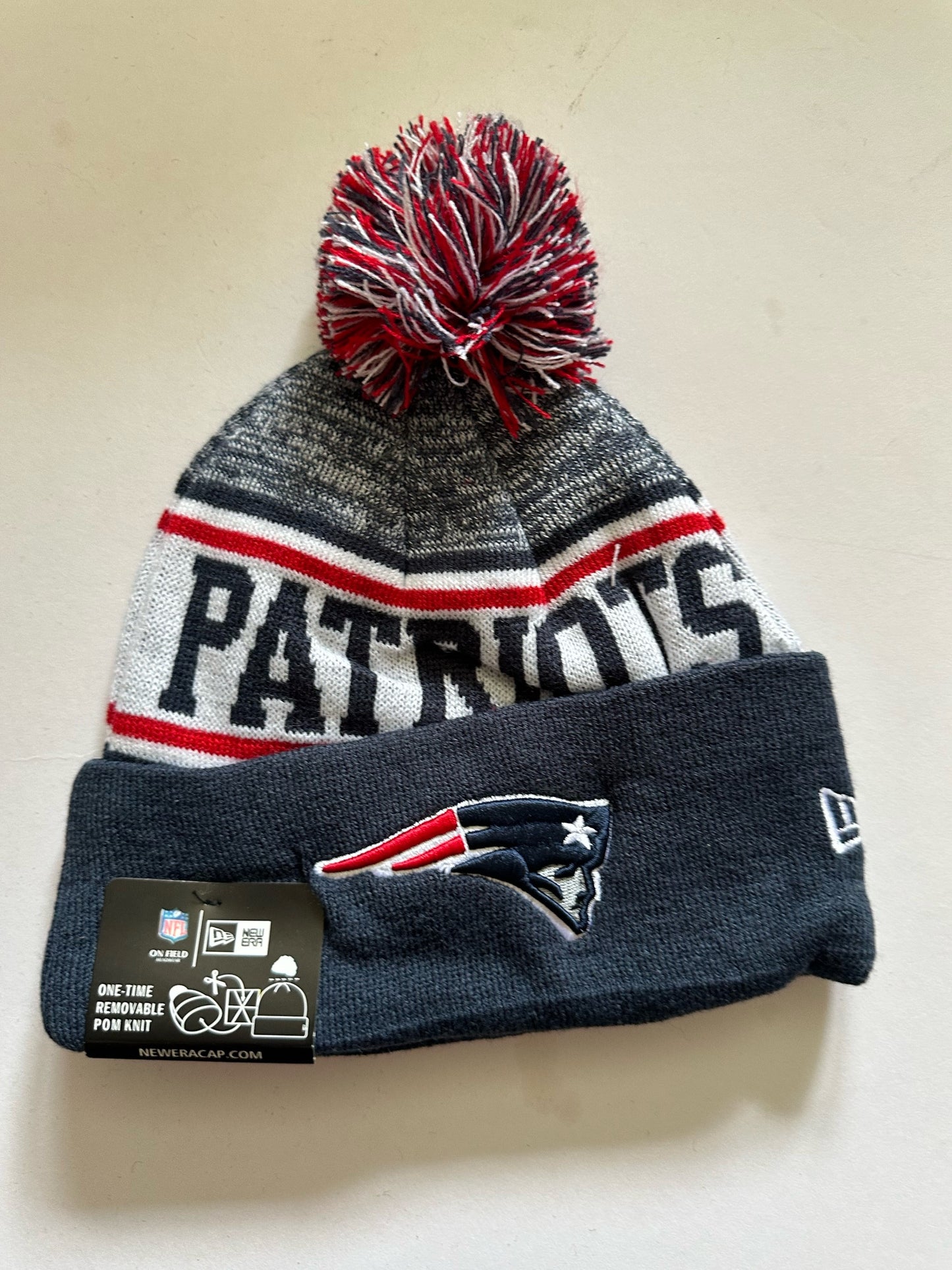 New England Patriots NFL Bobble Beanie Multi Colour With Tags on