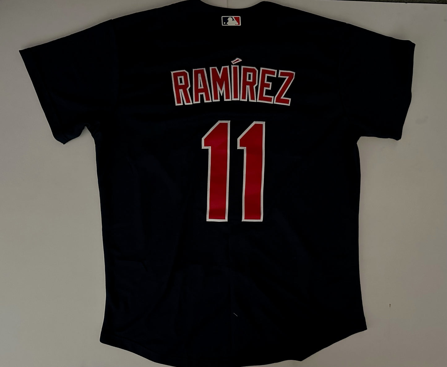 Cleveland Guardians MLB Baseball Shirt Large Ramirez 11 Blue