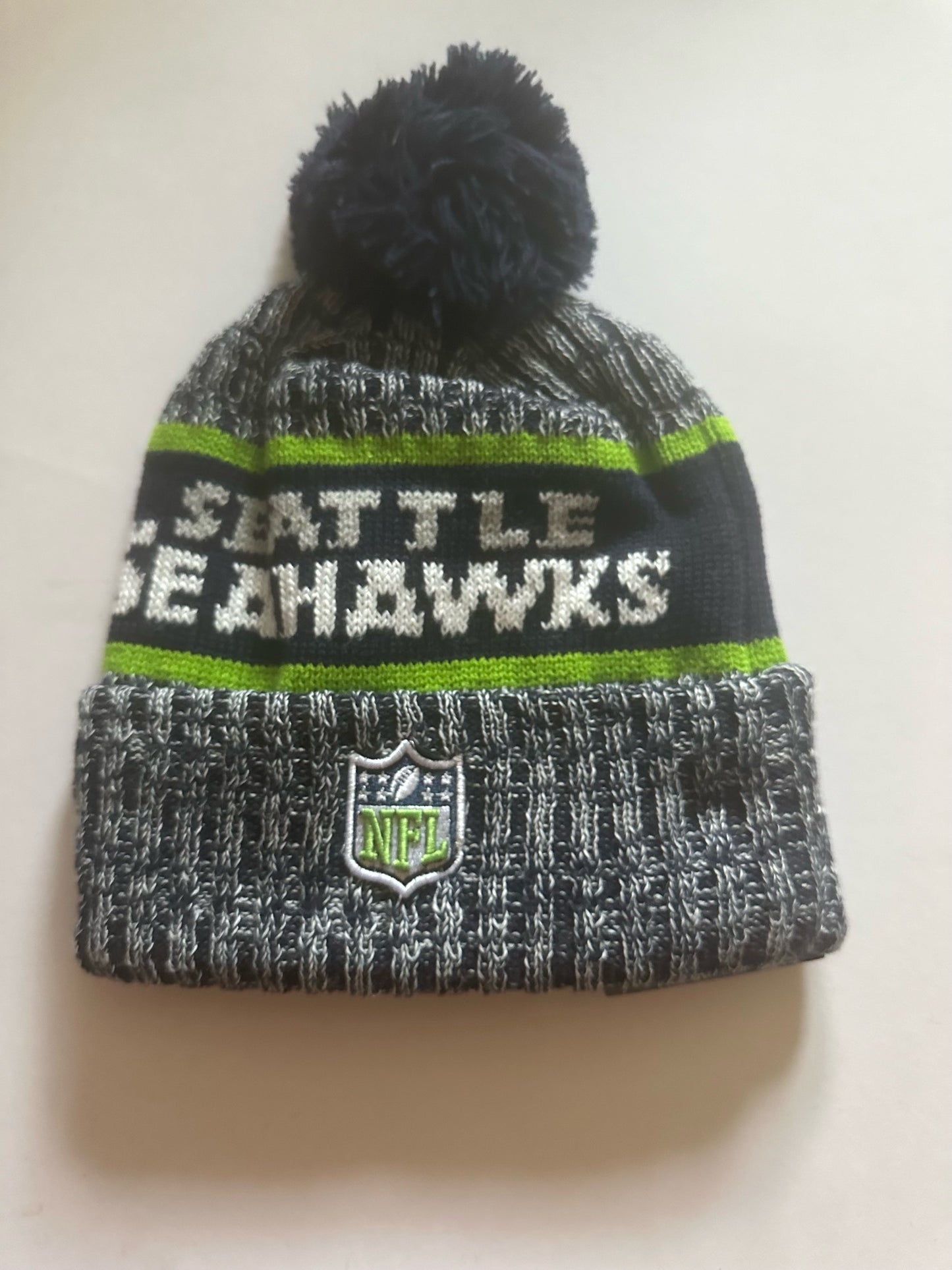 Seattle Seahawks NFL Bobble Beanie Multi Colour With Tags on