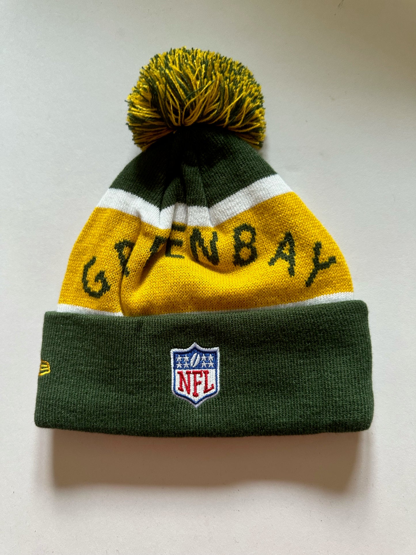 Green Bay Packers NFL Bobble Beanie Multi Colour With Tags on