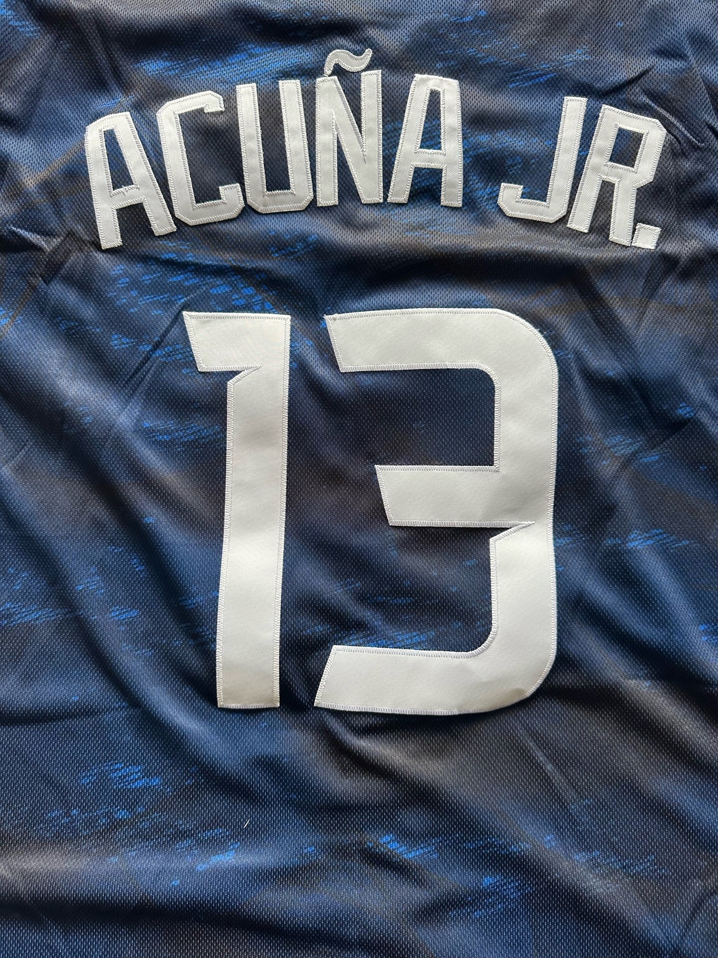 All Star Atlanta Braves MLB Baseball Shirt Large Acuna Jr 13 Blue