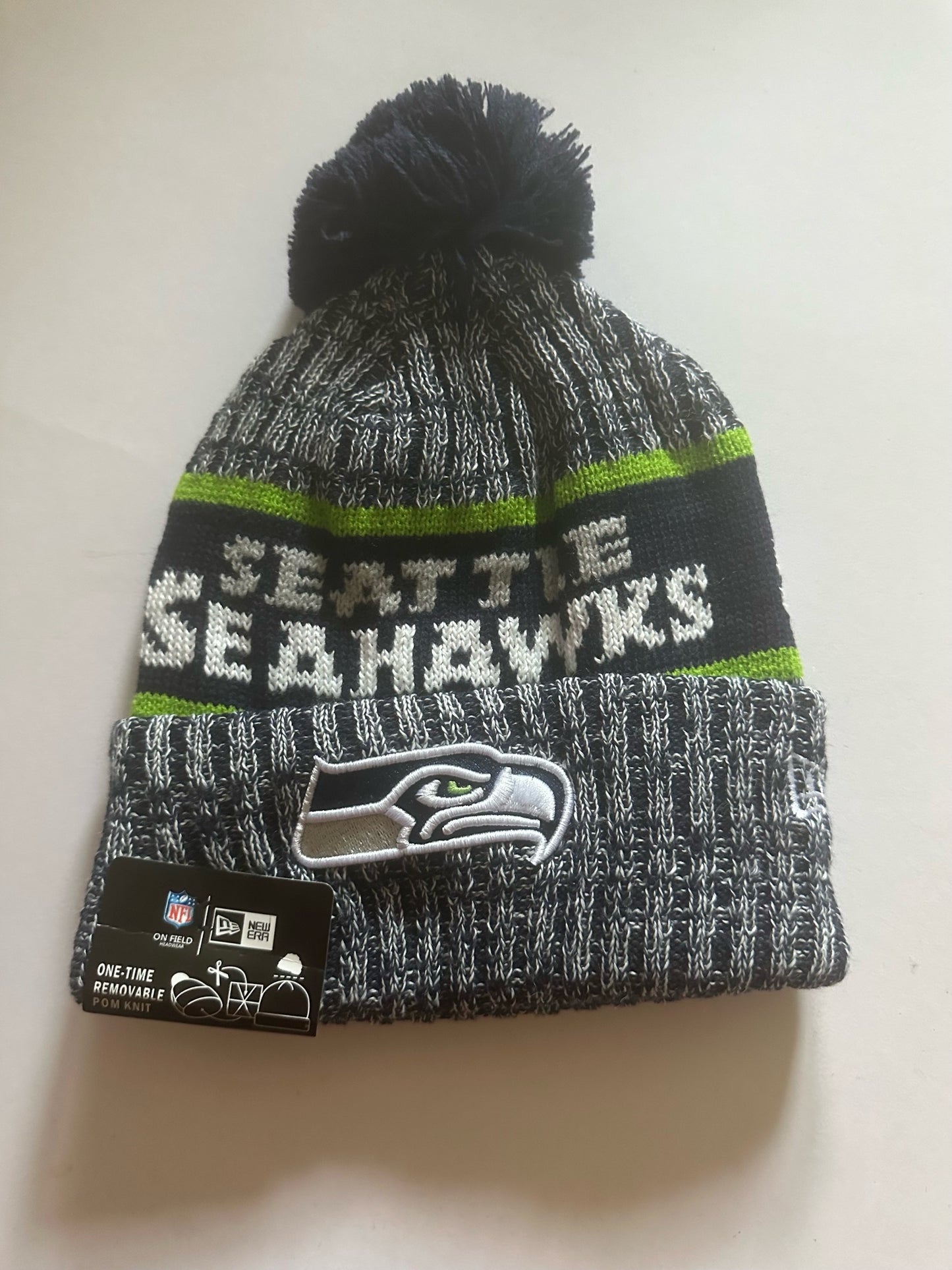 Seattle Seahawks NFL Bobble Beanie Multi Colour With Tags on