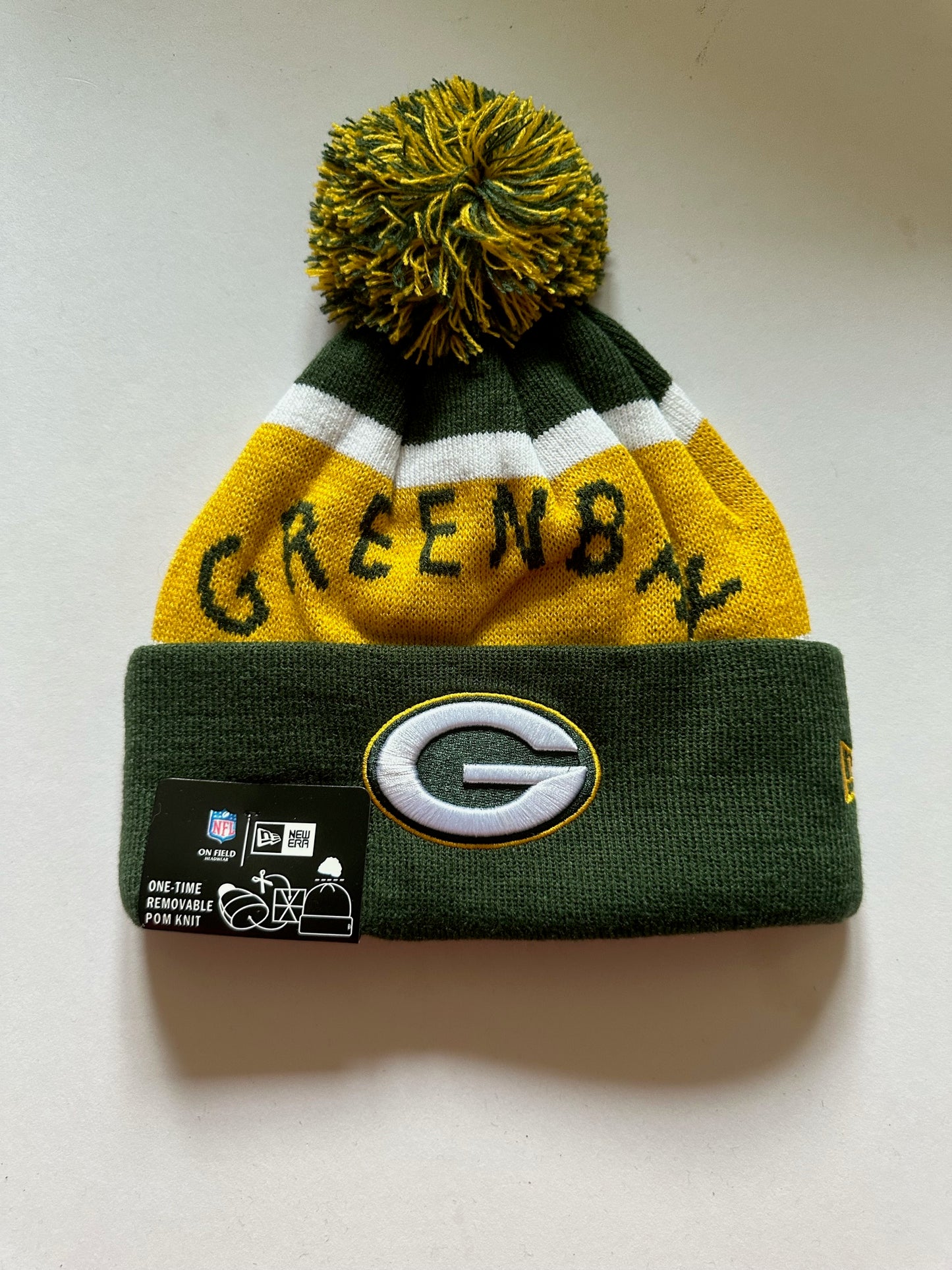 Green Bay Packers NFL Bobble Beanie Multi Colour With Tags on
