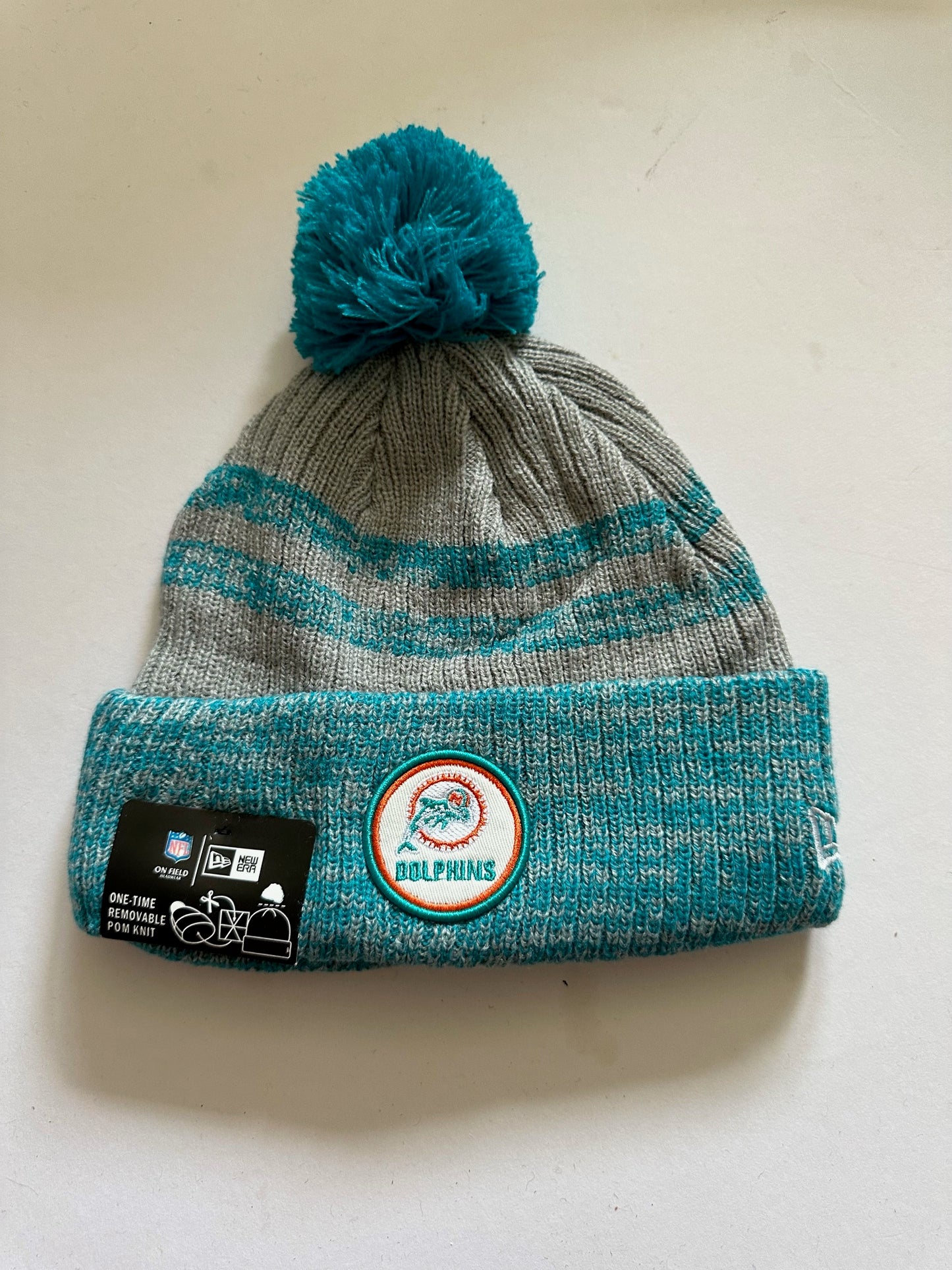 Miami Dolphins NFL Bobble Beanie Multi Colour With Tags on