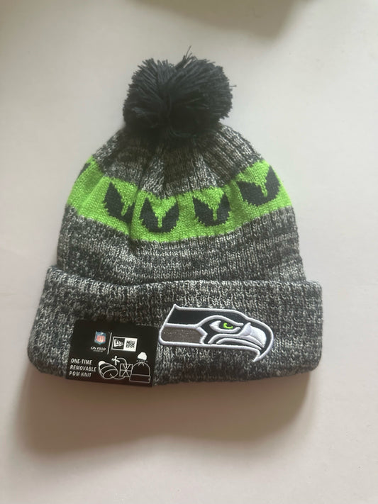 Seattle Seahawks NFL Bobble Beanie Multi Colour With Tags on