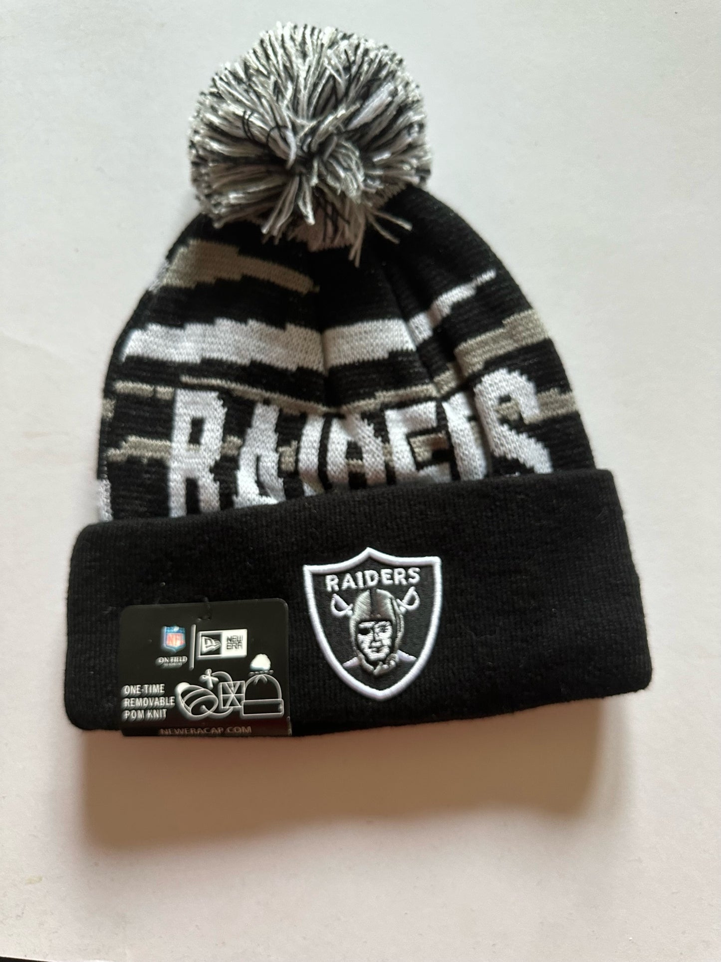 Las Vegas Raiders NFL Bobble Beanie Multi Colour With Tags on