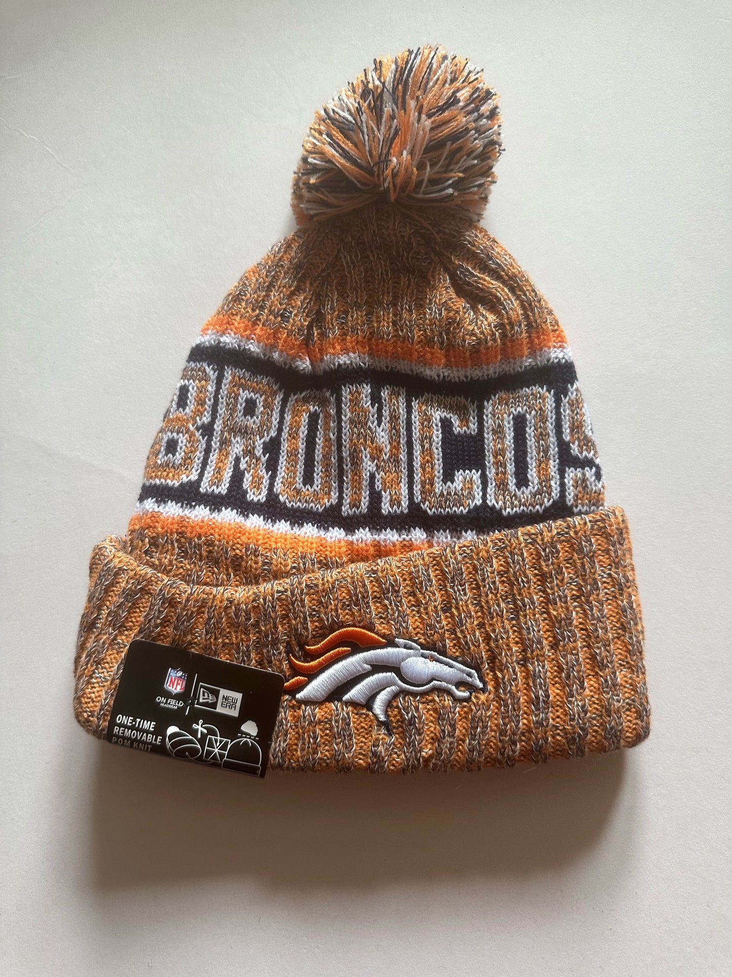 Denver Broncos NFL Bobble Beanie Multi Colour With Tags on