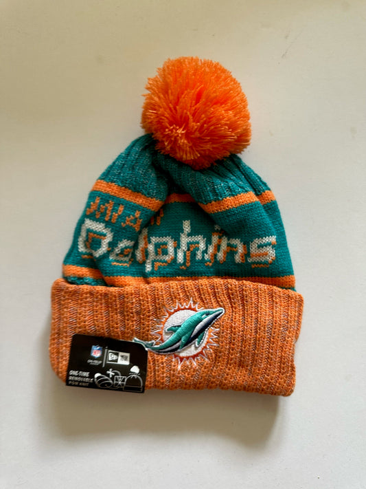 Miami Dolphins NFL Bobble Beanie Multi Colour With Tags on