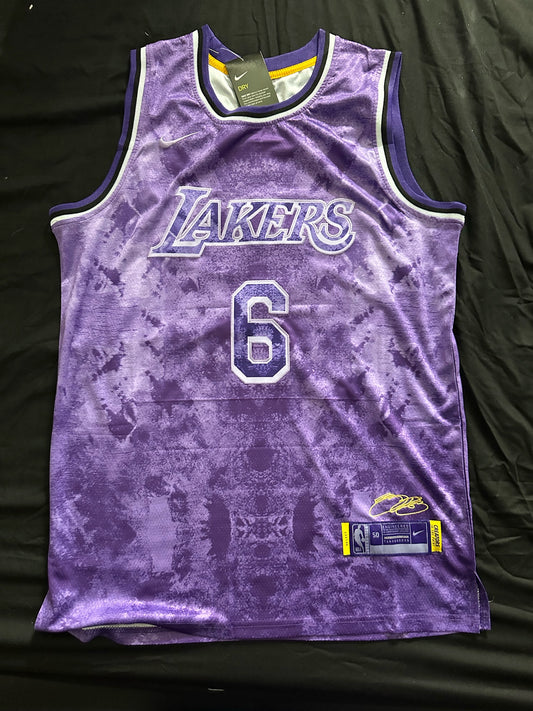 Retro Cloudy Los Angeles Lakers James Basketball Vest Large Purple