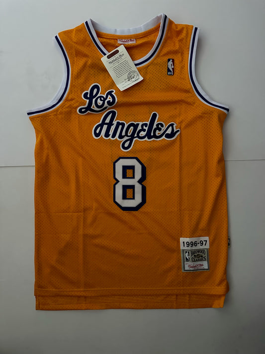 Los Angeles LA Lakers NBA Hardwood Classics Basketball Vest Large Bryant 8 Yellow