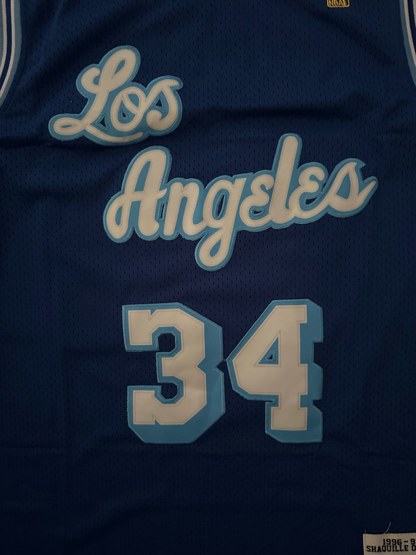 Los Angeles LA Lakers NBA Hardwood Classics Basketball Vest Large O'Neal 34 Blue