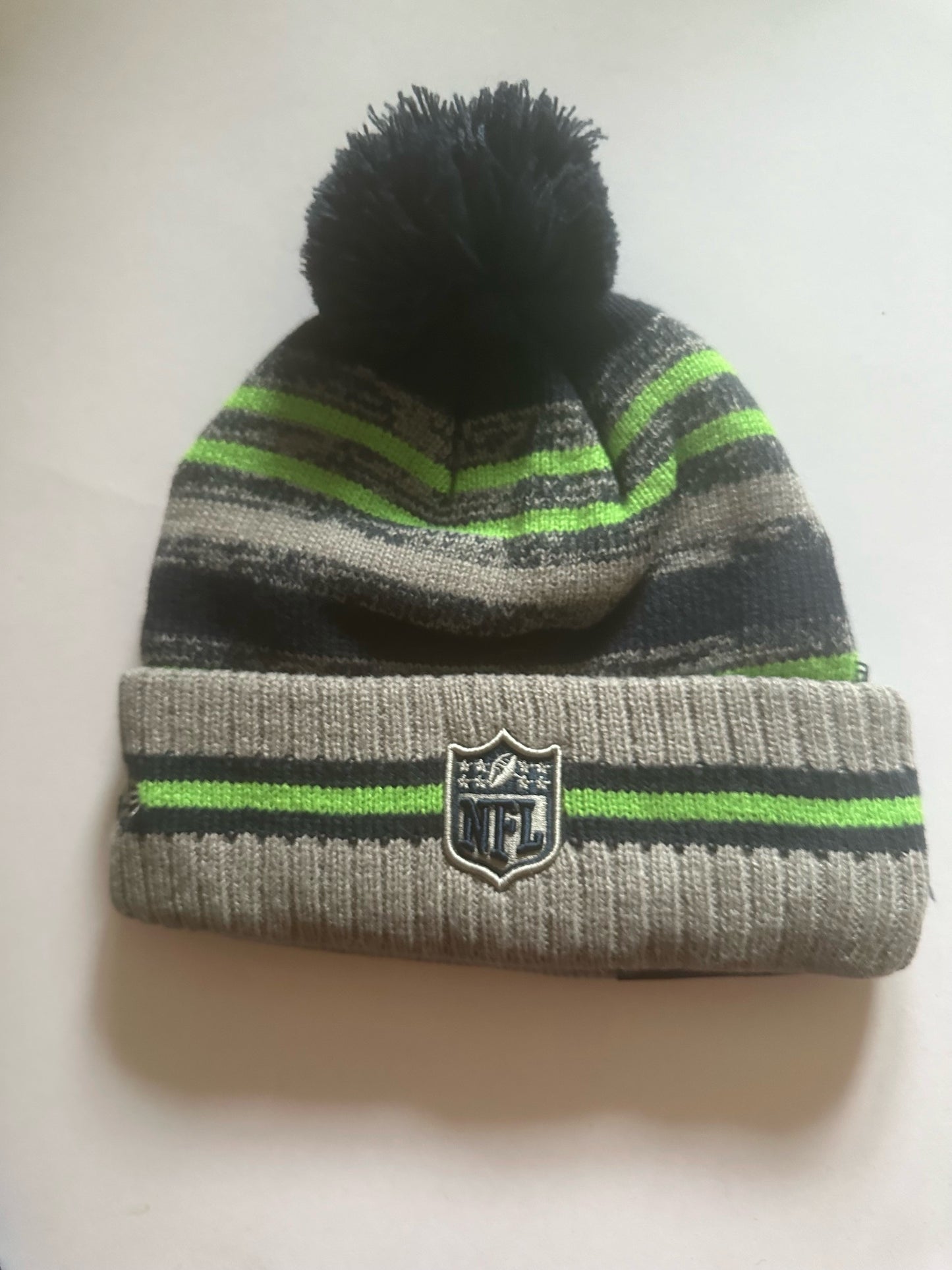 Seattle Seahawks NFL Bobble Beanie Multi Colour With Tags on