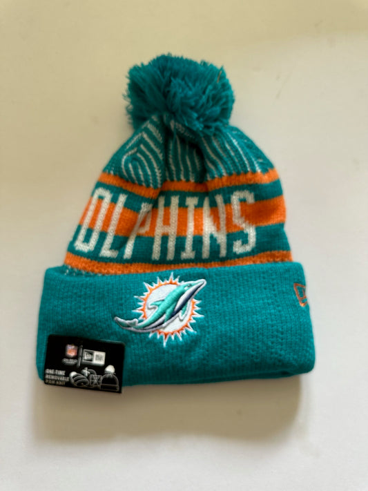 Miami Dolphins NFL Bobble Beanie Multi Colour With Tags on