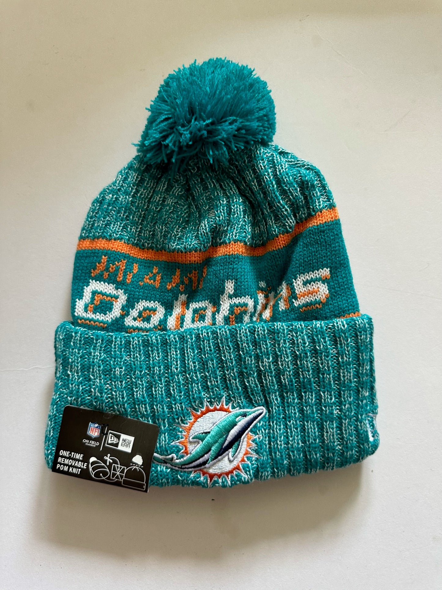 Miami Dolphins NFL Bobble Beanie Multi Colour With Tags on