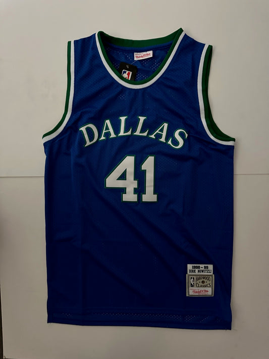Dallas Mavericks NBA Hardwood Classics Nowitzki Basketball Vest Large 41 Blue