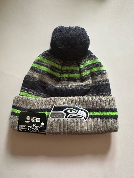 Seattle Seahawks NFL Bobble Beanie Multi Colour With Tags on