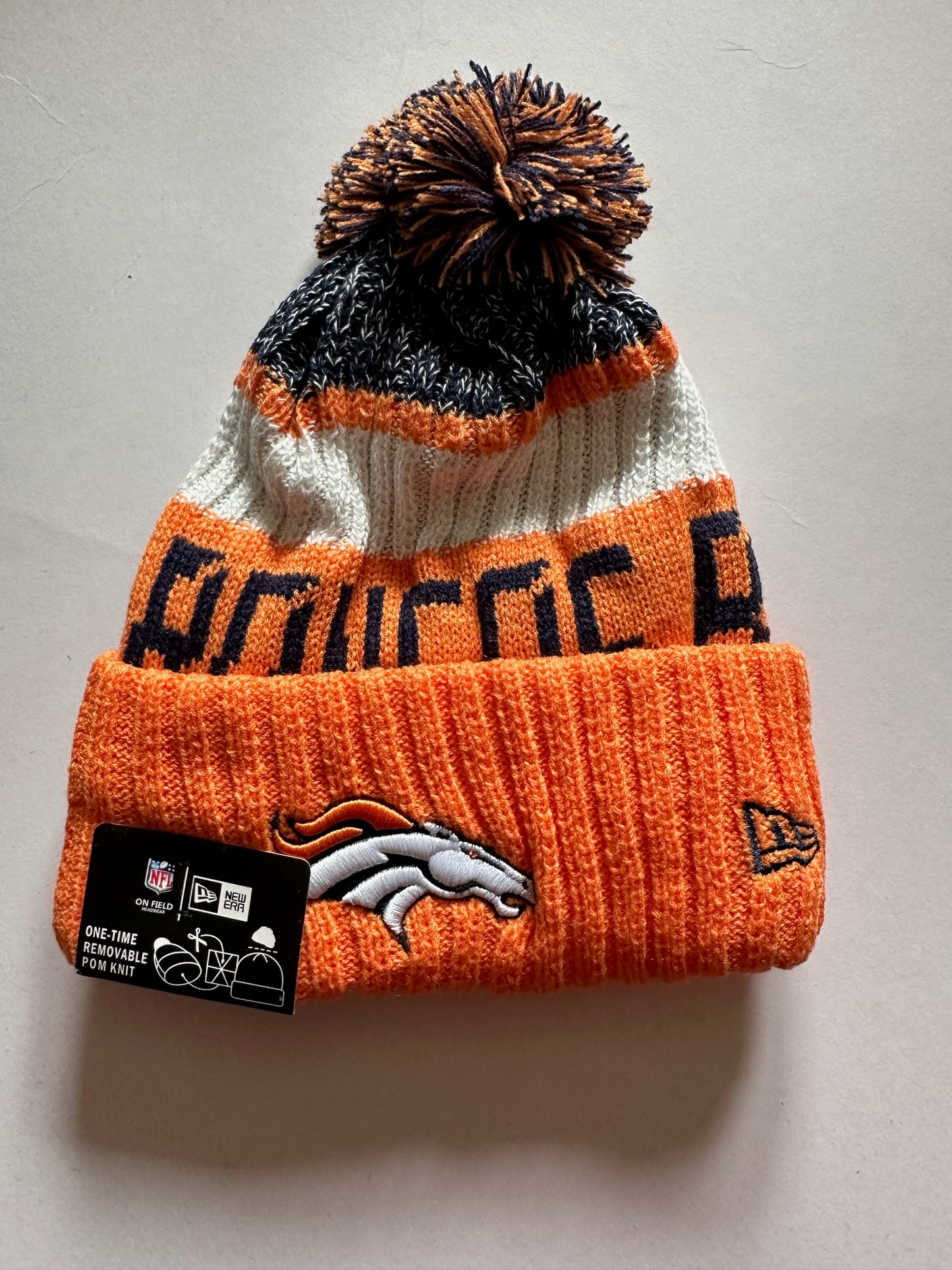 Denver Broncos NFL Bobble Beanie Multi Colour With Tags on